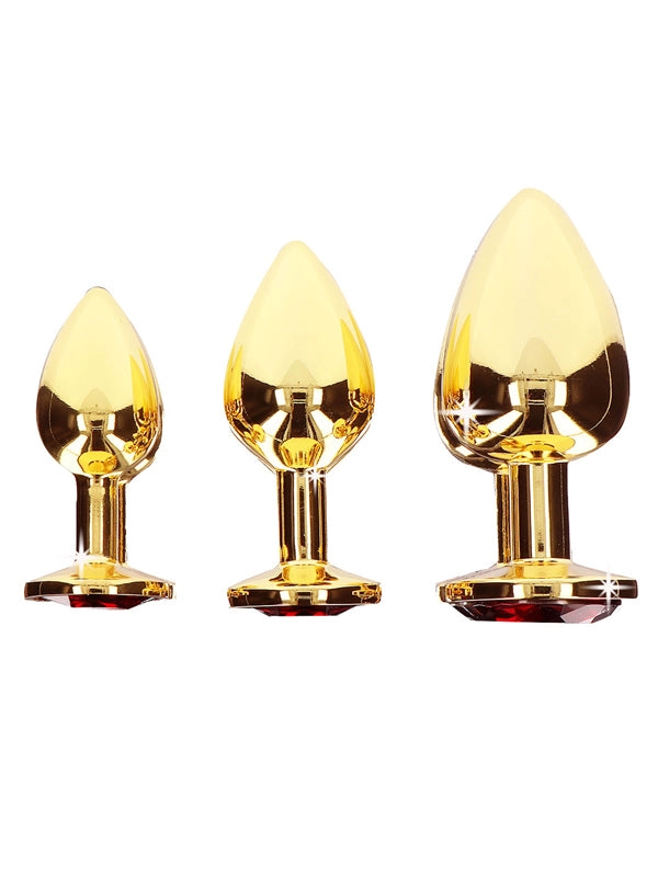 Taboom Gold Aluminium Butt Plug With Red Jewel