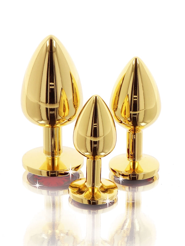 Taboom Gold Aluminium Butt Plug With Red Jewel