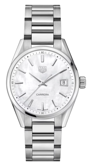 TAG Heuer Carrera Stainless Steel Mother-Of-Pearl Dial Date Quartz Womens Watch WBK1311.BA0652