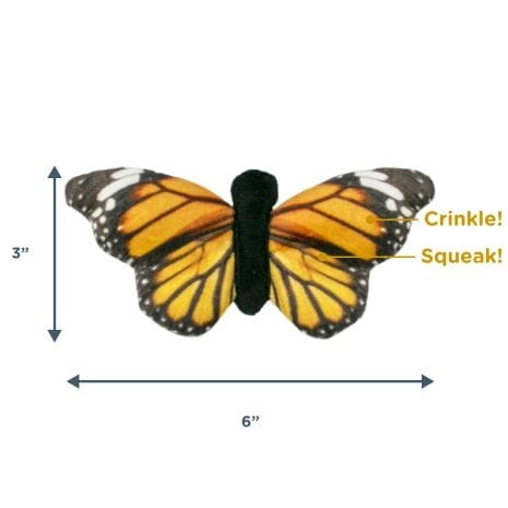 Tall Tails Plush Monarch Butterfly with Squeaker Dog Toy
