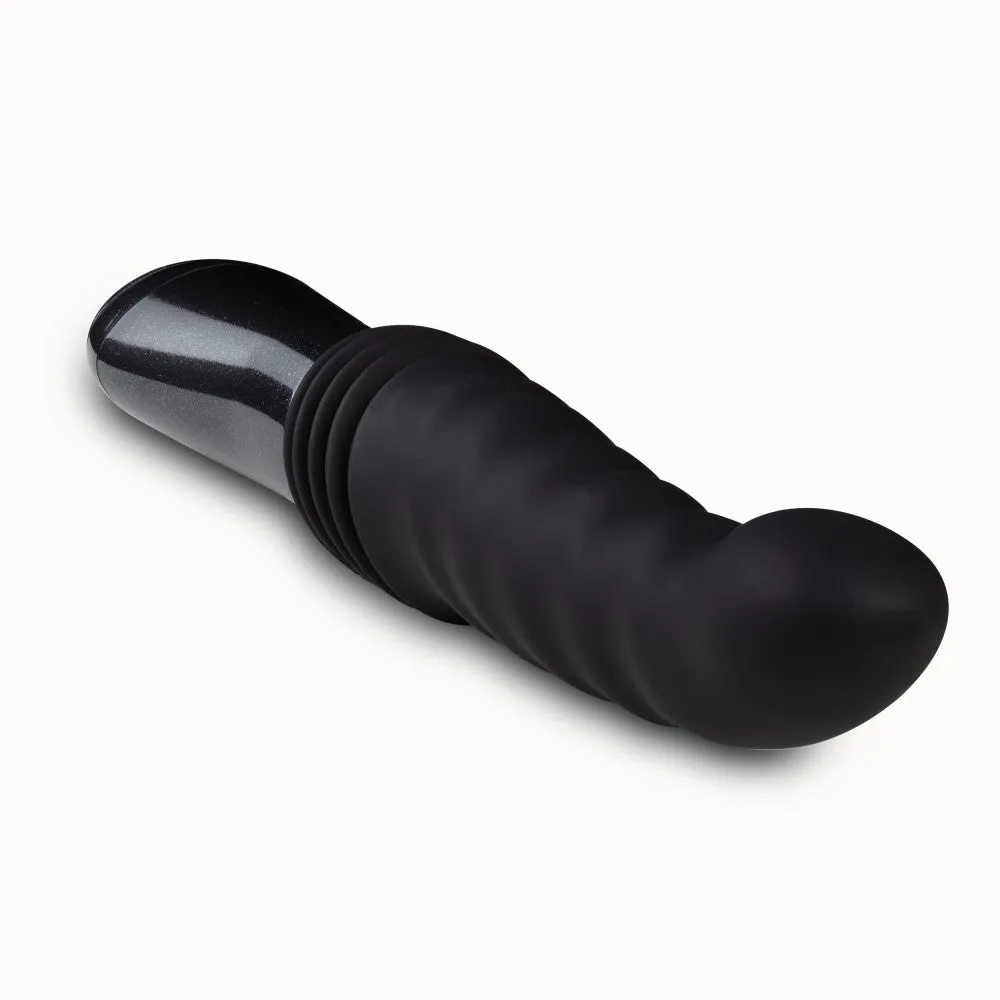 Temptasia By Blush® | Lazarus Curved G-Spot Black 10-Inch Long Rechargeable Thrusting & Vibrating Dildo