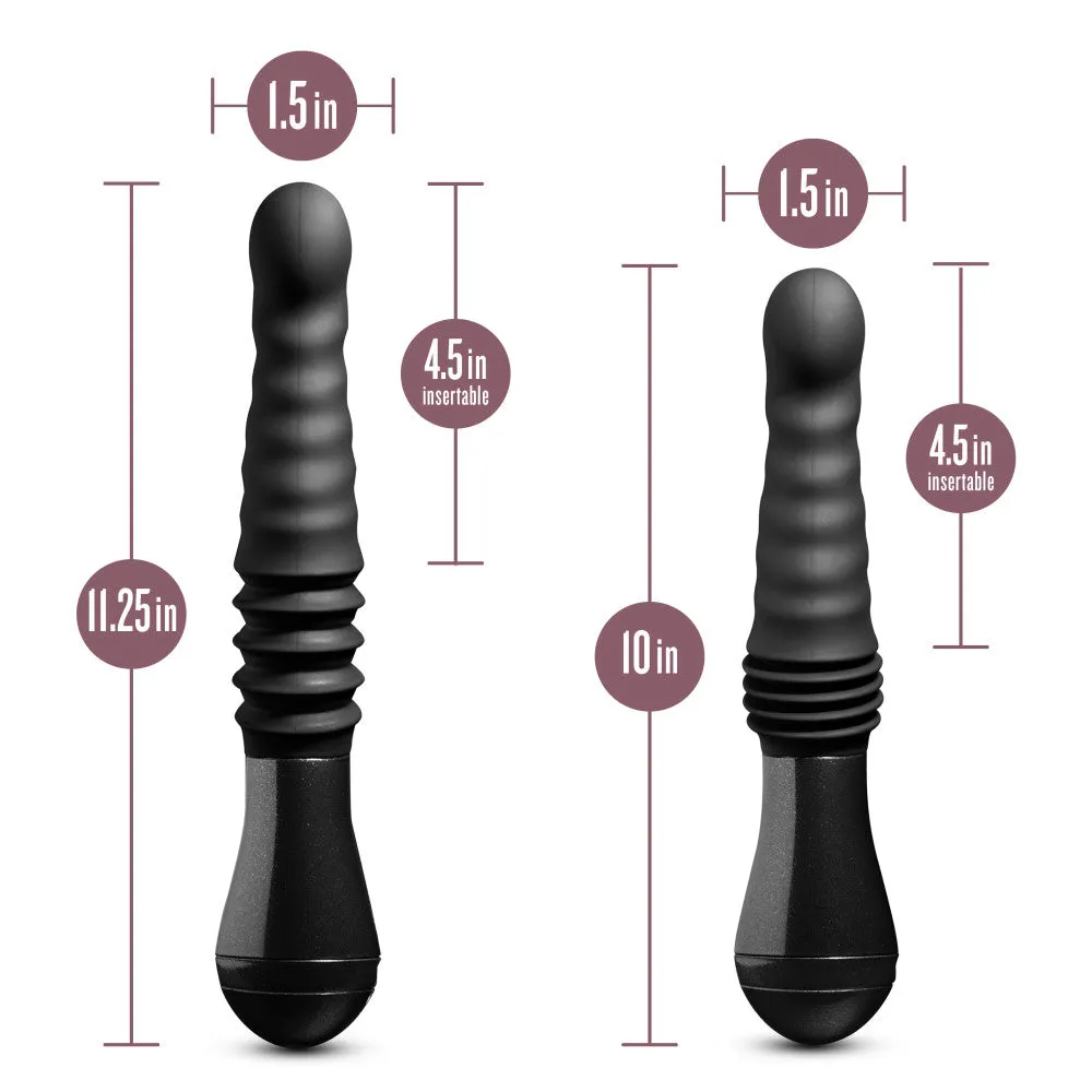 Temptasia By Blush® | Lazarus Curved G-Spot Black 10-Inch Long Rechargeable Thrusting & Vibrating Dildo