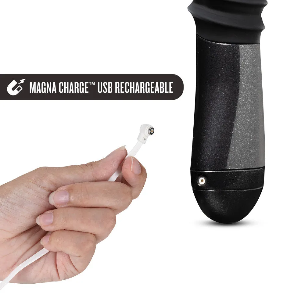 Temptasia By Blush® | Lazarus Curved G-Spot Black 10-Inch Long Rechargeable Thrusting & Vibrating Dildo