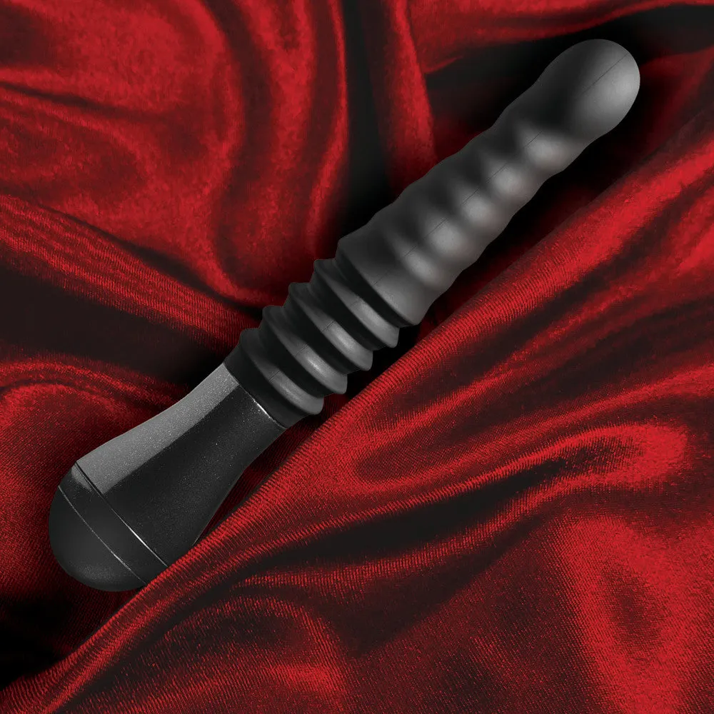 Temptasia By Blush® | Lazarus Curved G-Spot Black 10-Inch Long Rechargeable Thrusting & Vibrating Dildo