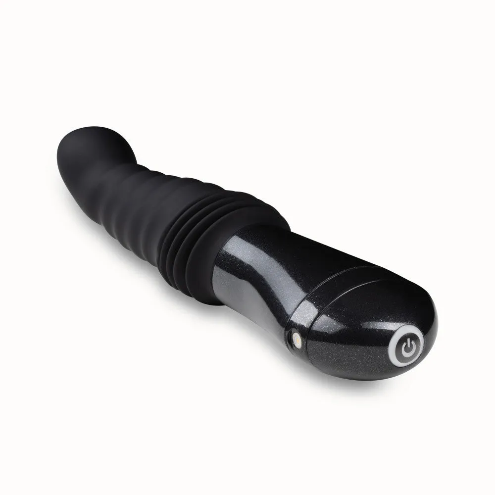 Temptasia By Blush® | Lazarus Curved G-Spot Black 10-Inch Long Rechargeable Thrusting & Vibrating Dildo