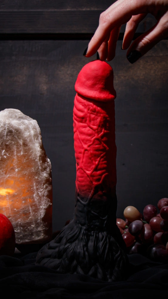 The Realm By Blush® | Lycan Red 10.5-Inch Long Dildo With Lock On Base
