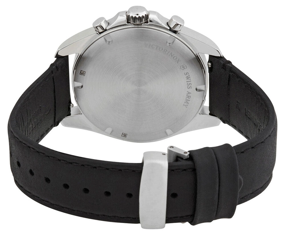 Victorinox Swiss Army Fieldforce Classic Chronograph Stainless Steel Blue Dial Black Leather Strap Date Quartz Mens Watch 241929