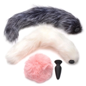 XR Tailz Snap-On Silicone Anal Plug & 3 Interchangeable Tails